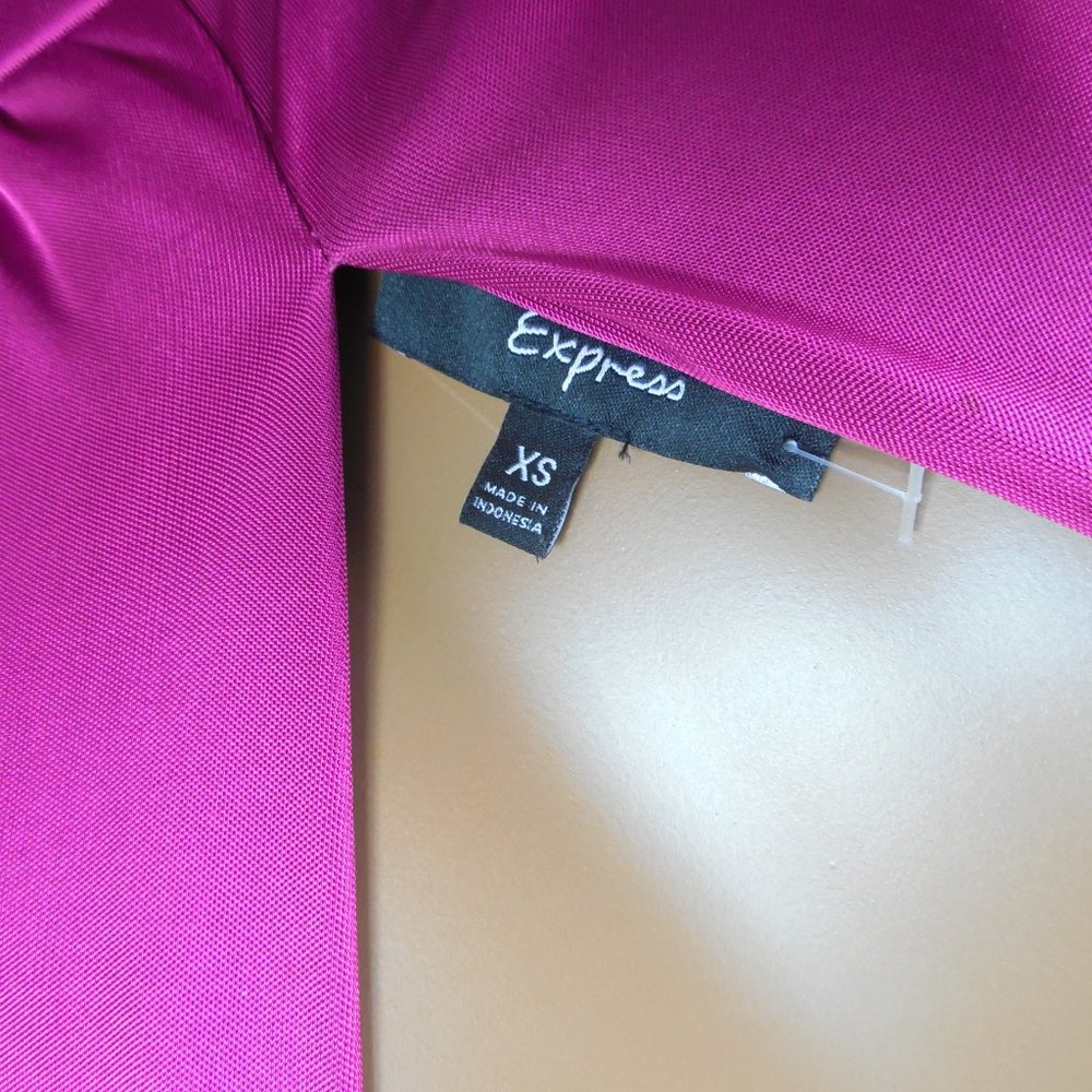EXPRESS Top XS Magenta Babydoll Shirt Sleeveless - Picture 5 of 7